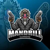 mandrill artilleur mascotte esport vecteur