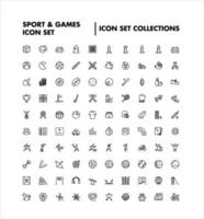 100 collection de vecteur d'icônes minces noires de sport et de jeu