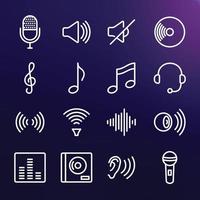 icône audio vectorielle de trait de ligne simple modifiable sur un fond violet. vecteur