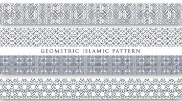 ensemble de 10 motifs géométriques islamiques harmonieux sur fond bleu foncé et blanc. modifiable, idéal pour la décoration de la mosquée, le papier peint, etc. vecteur