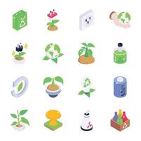 pack d'icônes isométriques éco-énergétiques vecteur