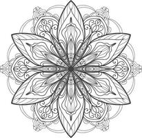 vecteur gratuit de mandala de fleur en fond noir et blanc