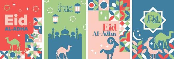 eid al adha mubarak collections d'affiches et de cartes de voeux géométriques vecteur