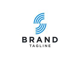 logo abstrait de la lettre initiale s. ligne géométrique bleue isolée sur fond blanc. utilisable pour les logos d'entreprise et de marque. élément de modèle de conception de logo vectoriel plat.