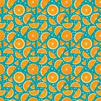 modèle sans couture tropical avec des oranges sur fond bleu. fond répété de fruits. impression lumineuse vectorielle pour tissu ou papier peint. vecteur