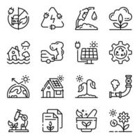 ensemble d'icônes de doodle d'énergie renouvelable vecteur