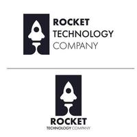 concept de logo de fusée de vaisseau spatial moderne vecteur