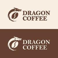 concept de logo de café dragon élégant vecteur