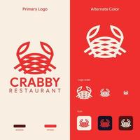 concept de logo de crabe simple et élégant vecteur