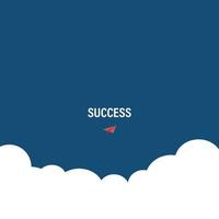 vecteur de concept d'entreprise de succès et fond plat d'illustration pour le modèle ou la présentation, l'avion en papier rouge volant vers le ciel.