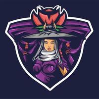 logo esport beau personnage féminin, pour l'équipe d'équipe, l'équipe d'esport, le jeu, l'individu, le personnage de héros, vecteur