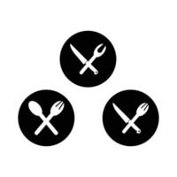 cuillère, fourchette, couteau, ensemble d'outils de barbecue, symbole de cuisine, silhouette de restaurant vecteur