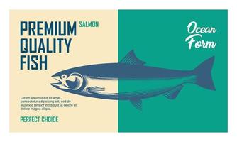 conception d'étiquettes pour les produits de la pêche au saumon vecteur