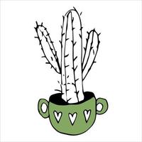 illustration vectorielle de griffonnages de cactus mignons dans des pots vecteur