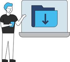 le dossier est en cours de téléchargement sur l'ordinateur portable. vecteur
