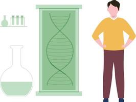 le garçon fait un travail de science des données. vecteur