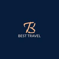 abstrait lettre initiale b et t logo en or de luxe logo isolé sur fond bleu foncé appliqué pour le logo de l'agence de voyage convient également aux marques ou entreprises qui ont le nom initial bt ou tb vecteur