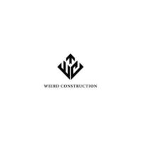 lettre initiale abstraite w et c logo en couleur noire isolé en forme de rectangle appliqué pour la conception générale du logo de construction également adapté aux marques ou entreprises qui ont le nom initial wc ou cw vecteur
