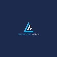 lettre initiale abstraite a et m logo en bleu et blanc isolé en forme de triangle appliqué pour le logo publicitaire sur les réseaux sociaux également adapté à la marque ou à l'entreprise dont le nom initial est am ou ma vecteur