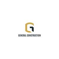 lettre initiale abstraite g et c en couleur or jaune isolé sur fond blanc appliqué pour le logo de l'agence de marketing de construction également adapté à la marque ou à l'entreprise qui a le nom initial gc ou cg vecteur