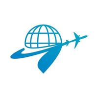 création de logo globe, épingle et avion vecteur