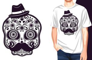 calavera money maker t shirt.can être utilisé pour l'impression de t-shirt, l'impression de tasse, les oreillers, la conception d'impression de mode, les vêtements pour enfants, la douche de bébé, les salutations et les cartes postales. conception de t-shirt vecteur