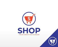 logo de la boutique en ligne. vecteur de conception de logo de magasin heureux