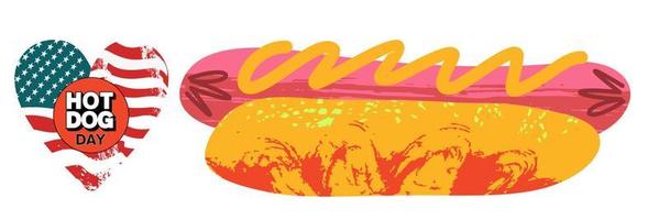 Hot-dog. Fast food. saucisse dans un petit pain. illustration vectorielle.