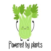 personnages drôles mignons isolés. motivation du slogan végétalien. alimenté par les plantes. mode de vie sain. vecteur