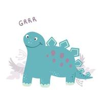 vecteur dessin animé bébé dinosaure couleurs bleu et lilas mignon dino
