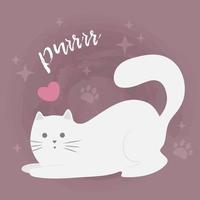 chat de dessin animé mignon avec coeur. carte de saint valentin, enregistrez la carte de voeux de date. conception de personnage d'illustration vectorielle. vecteur