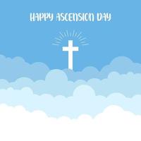 joyeux jour de l'ascension de jésus christ avec croix. illustration jour de l'ascension de jésus christ avec la couleur bleue. vecteur