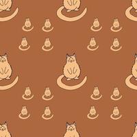 fond transparent avec chat orange sur fond marron. motif sans fin pour votre conception. vecteur. vecteur