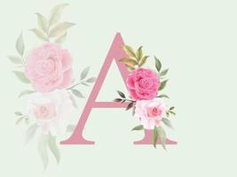 bel alphabet a avec bouquet floral vecteur