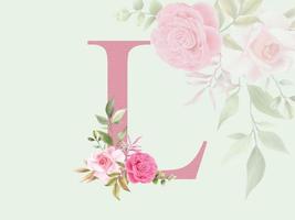 bel alphabet l avec bouquet floral vecteur