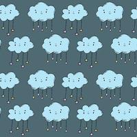 petits nuages mignons avec des étoiles de pluie. motif bleu et papier de scrapbooking. vecteur