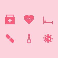 concept d'icônes vectorielles médicales. il y a six icônes sur les soins de santé pour votre conception. vecteur
