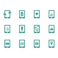 ensemble d'icônes de téléphone portable. il y a douze icônes simples et mignonnes pour votre conception. vecteur