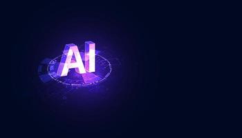 technologie abstraite ai concept informatique données de travail de l'intelligence artificielle et numérique futuriste pour l'avenir sur fond violet foncé. vecteur