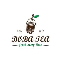 création de logo de thé boba entreprise de boissons contemporaines. thé bulle timbre étiquette vector logo design inspiration