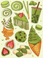 vecteur de jeu gratuit de dessert matcha japonais.