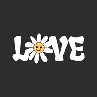 texte d'amour décoratif avec illustration de fleur de marguerite mignonne, conception d'impression d'affiche vecteur