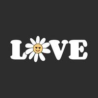 texte d'amour décoratif avec illustration de fleur de marguerite mignonne, conception d'impression d'affiche. vecteur