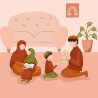 famille musulmane avec illustration de la parentalité islamique vecteur