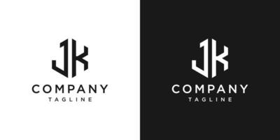 lettre créative jk monogramme hexagone logo design icône modèle fond blanc et noir vecteur