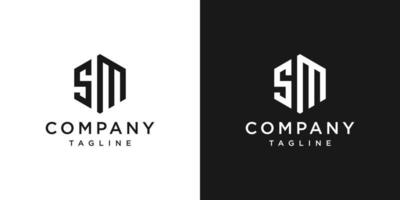 lettre créative sm monogramme logo design icône modèle fond blanc et noir vecteur