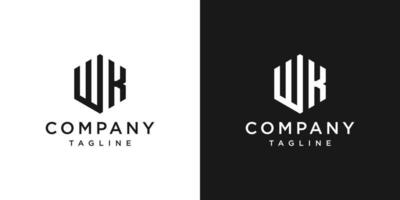lettre créative wk monogramme logo design icône modèle fond blanc et noir vecteur