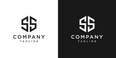 lettre créative ss monogramme logo design icône modèle fond blanc et noir vecteur