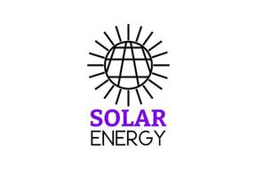 Logo de l'énergie solaire contour isolé sur fond blanc vecteur