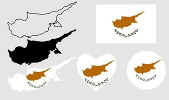 ensemble d'icônes de drapeau de carte de la république de chypre vecteur